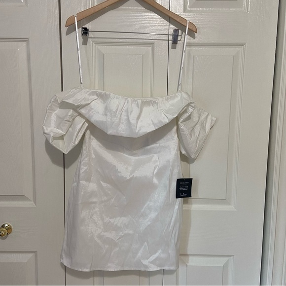 LuLu’s NWT Fanciful Feat White Taffeta Off-the-Shoulder Bodycon Mini Dress M - Picture 4 of 12